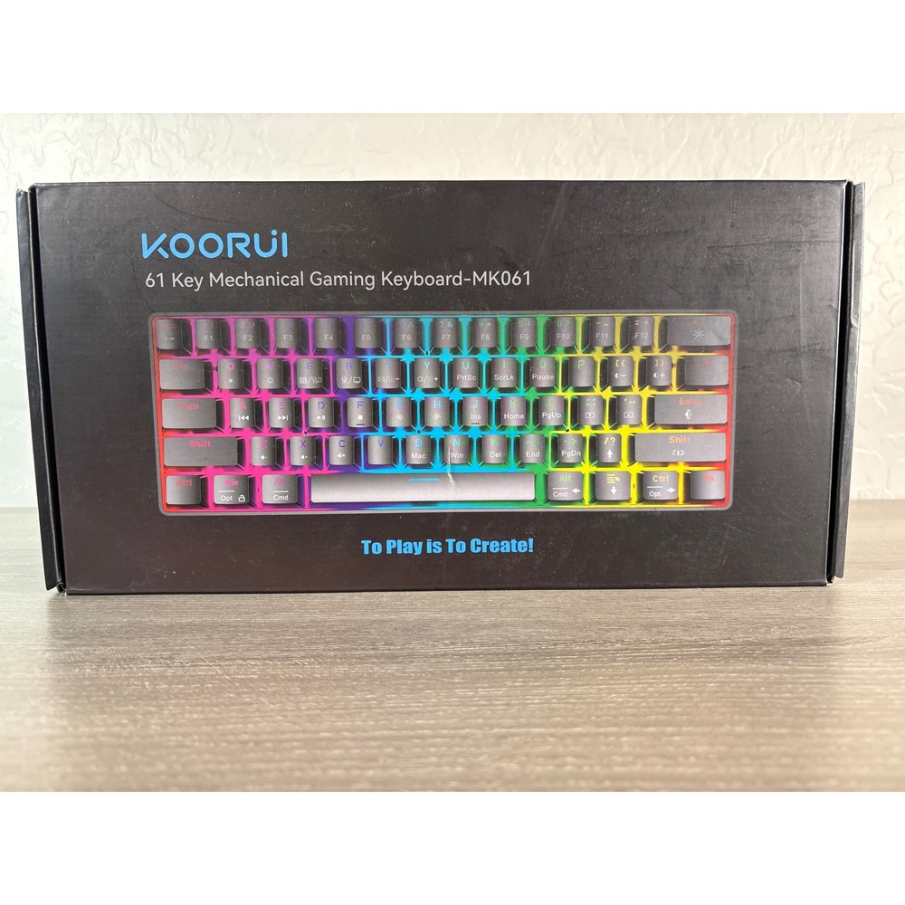 KOORUI‎ MK061 61 Key Mechanical Gaming Keyboard 60% Compact RGB Backlit Black